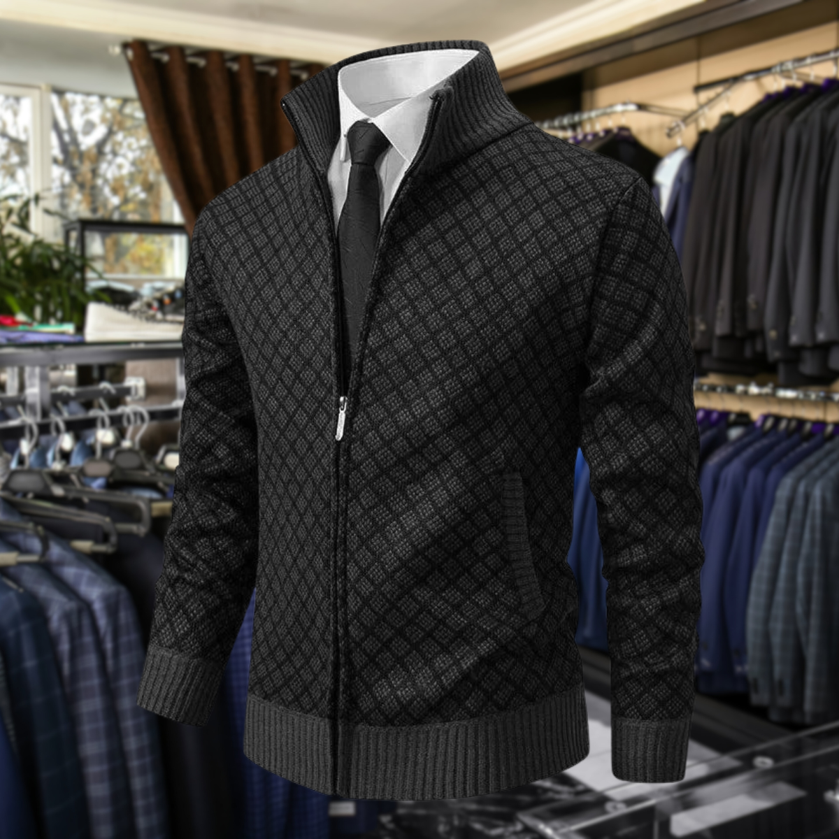 Élanford | Chaqueta Premium de Punto con Cremallera y Acabado Elegante
